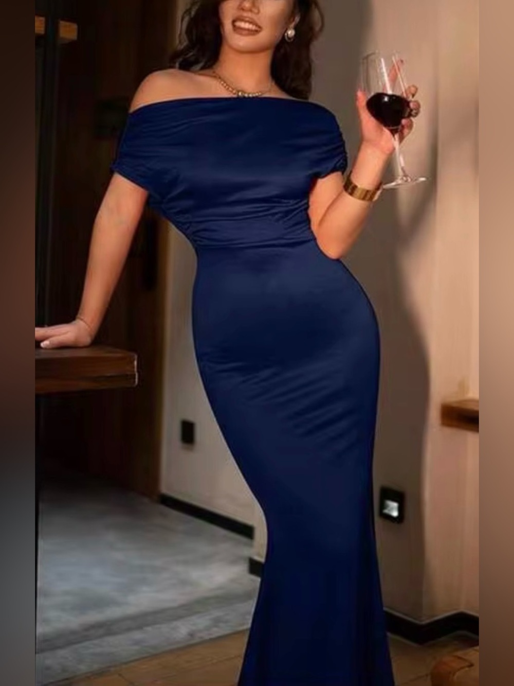 TEAL BLUE Sleeveless Cowl Neck Maxi Dress